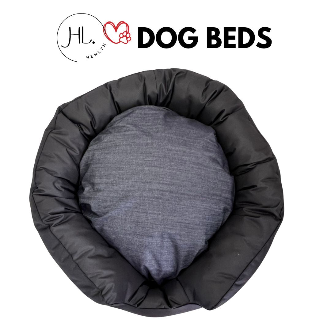 Large Dog Bed Canvas Round Black